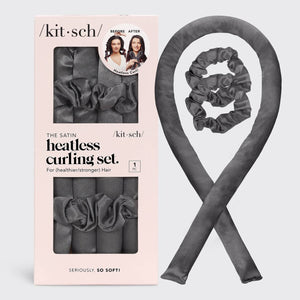 KITSCH - Satin Heatless Curling Set - Charcoal