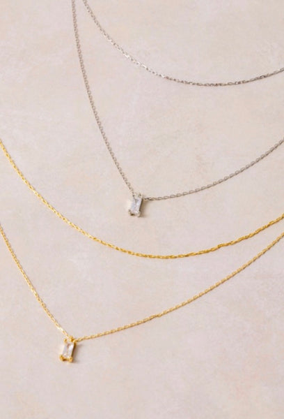 Double Layer CZ Necklace in Silver