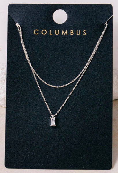 Double Layer CZ Necklace in Silver