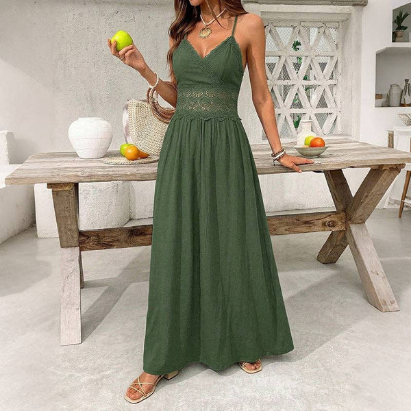 Ella Emerald Boho Lace Maxi Dress