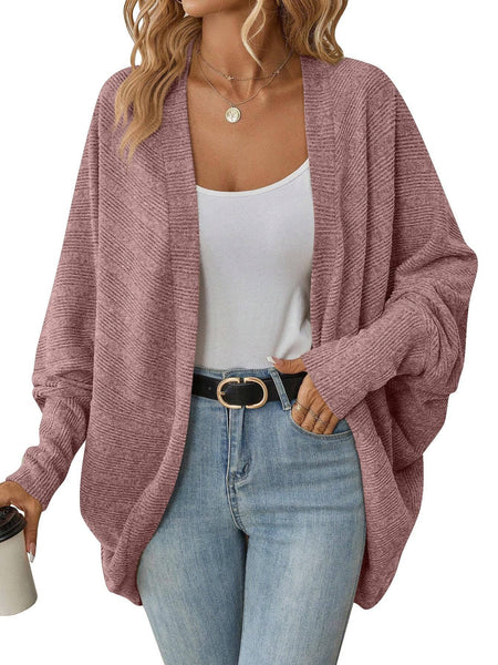 Lovesoft - Oversized Ribbed Knit Cardigan Open Front Cozy Layer