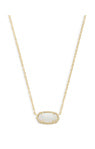 Elisa Short Pendant Necklace in Gold White Opal