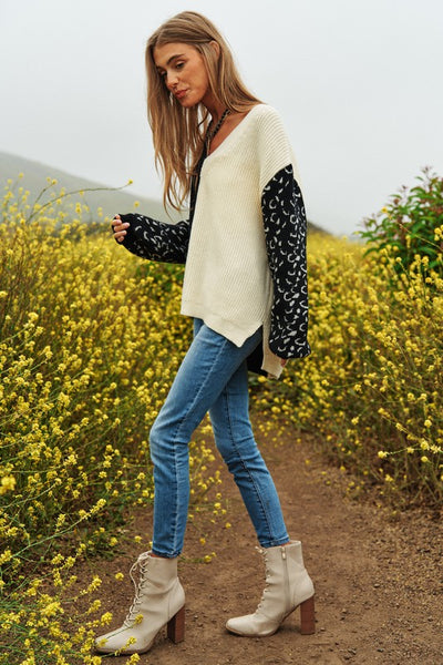 Leopard Oversized Colorblock Sweater
