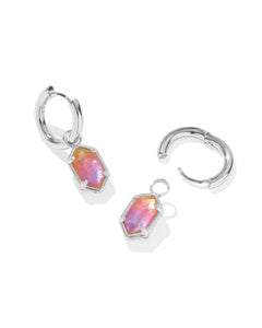 Hallie Convertible Huggie Earrings in Silver Sunrise Watercolor Illusion