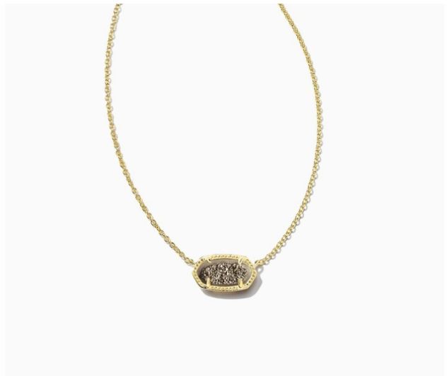 Elisa Short Pendant Necklace in Gold Platinum Druzy