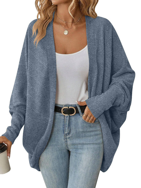 Lovesoft - Oversized Ribbed Knit Cardigan Open Front Cozy Layer