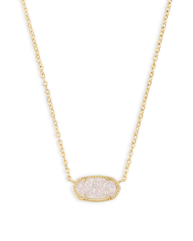 Elisa Short Pendant Necklace in Gold Iridescent Druzy