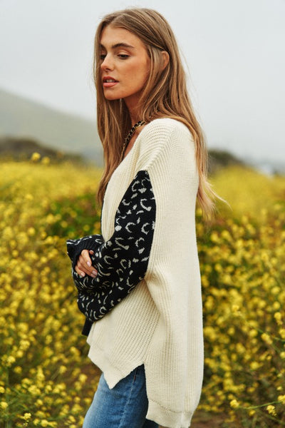 Leopard Oversized Colorblock Sweater