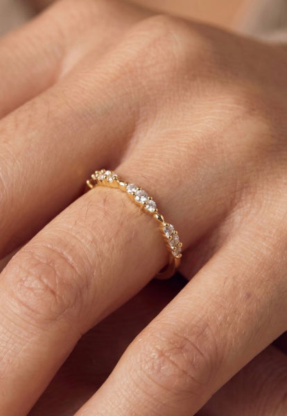 Hammered Pave Eternity Band in Gold