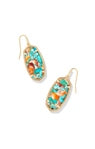 Elle Drop Earring in Gold Bronze Veined Turquoise Magnesite Red Oyster