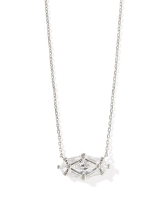 Lindy Rae Elisa Gold Short Pendant Necklace in Silver White Crystal