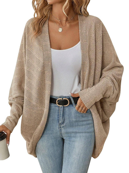 Lovesoft - Oversized Ribbed Knit Cardigan Open Front Cozy Layer