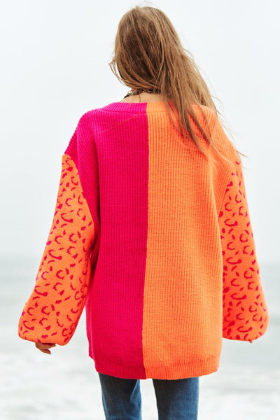 Leopard Oversized Colorblock Sweater