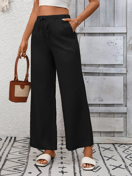 Lovesoft - High Waist Cotton Linen Wide Leg Pants with Pockets