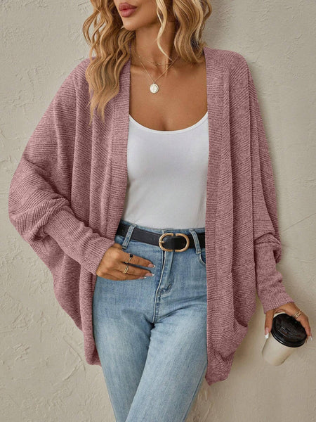 Lovesoft - Oversized Ribbed Knit Cardigan Open Front Cozy Layer
