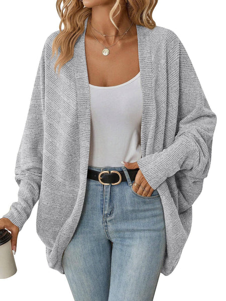 Lovesoft - Oversized Ribbed Knit Cardigan Open Front Cozy Layer