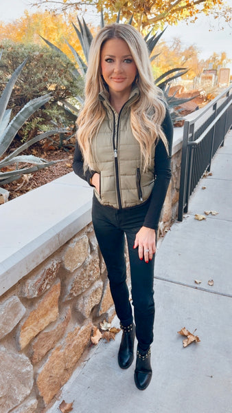 Olivia Olive Puffer Vest