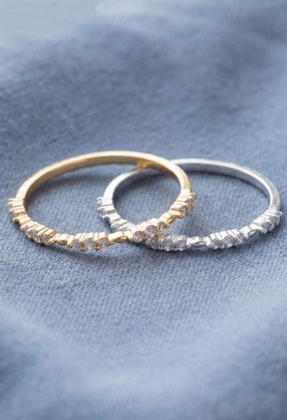 Hammered Pave Eternity Band in Silver