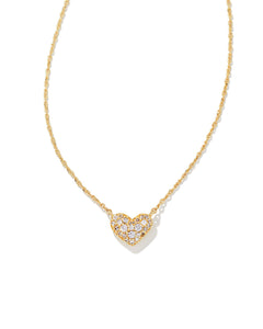Ari Pave Crystal Heart Necklace in Gold and CZ
