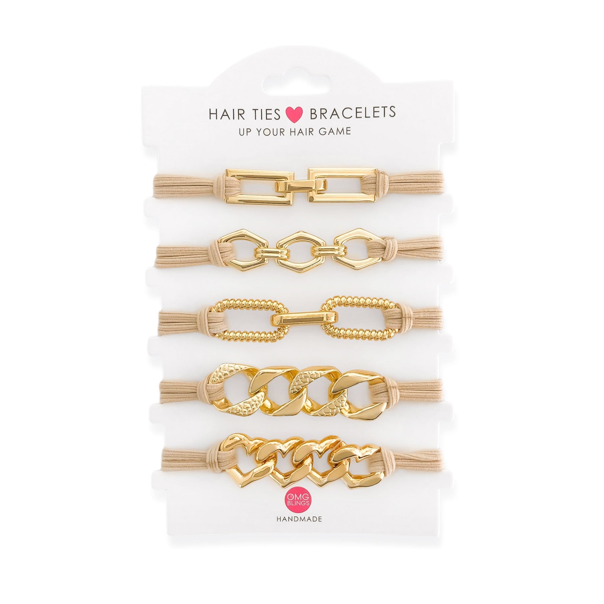 Hair Tie Bracelet Set in Nude