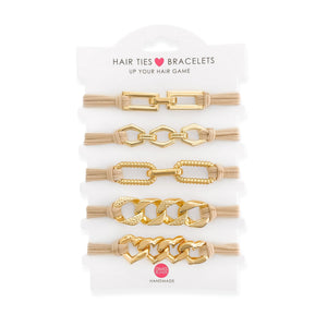 Hair Tie Bracelet Set in Nude