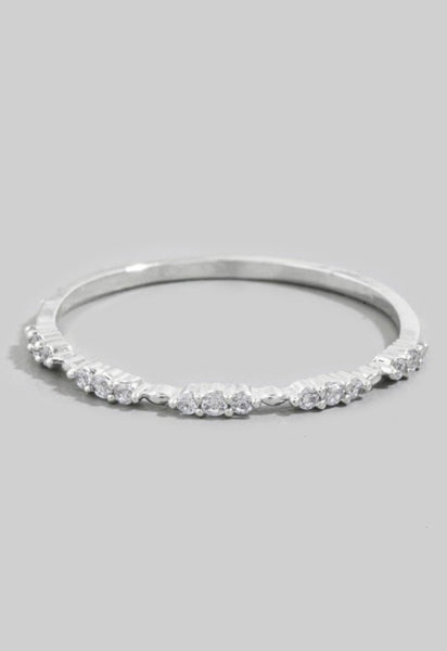 Hammered Pave Eternity Band in Silver