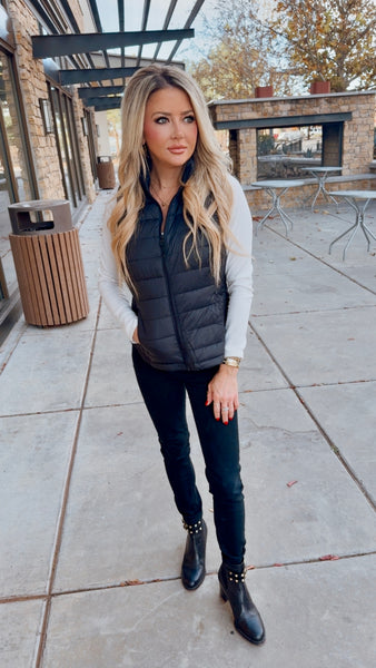 Bryn Black Puffer Vest
