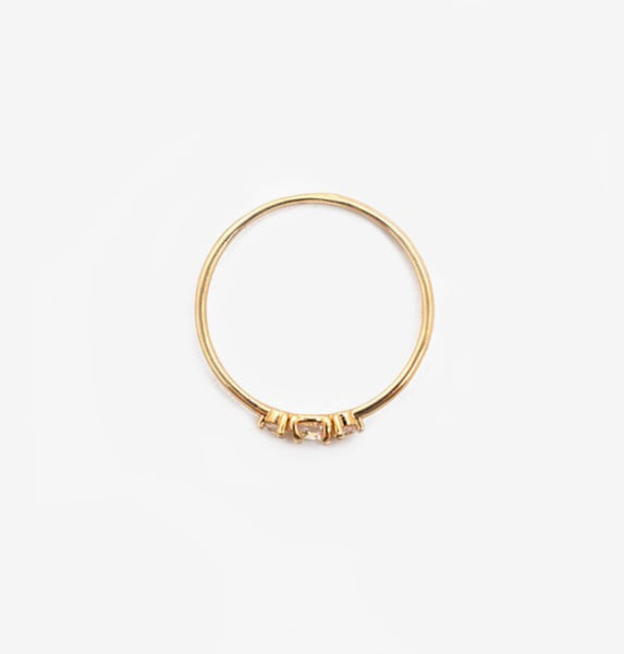 Dainty Three-stone Crystal Ring in Gold