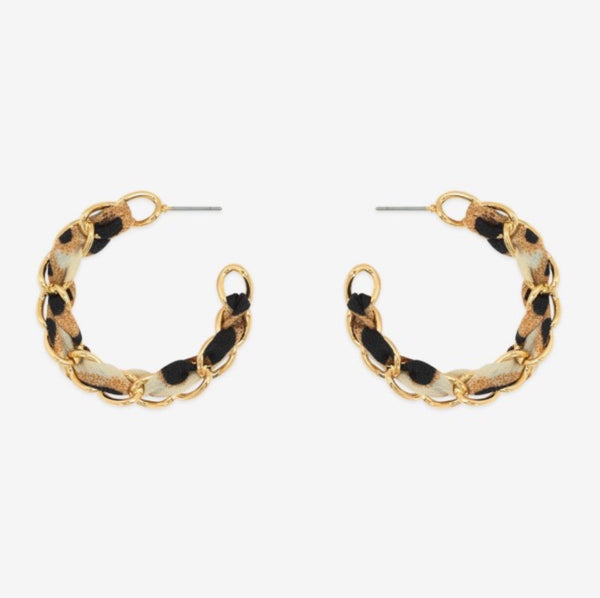 Denim Leopard Earrings in Black