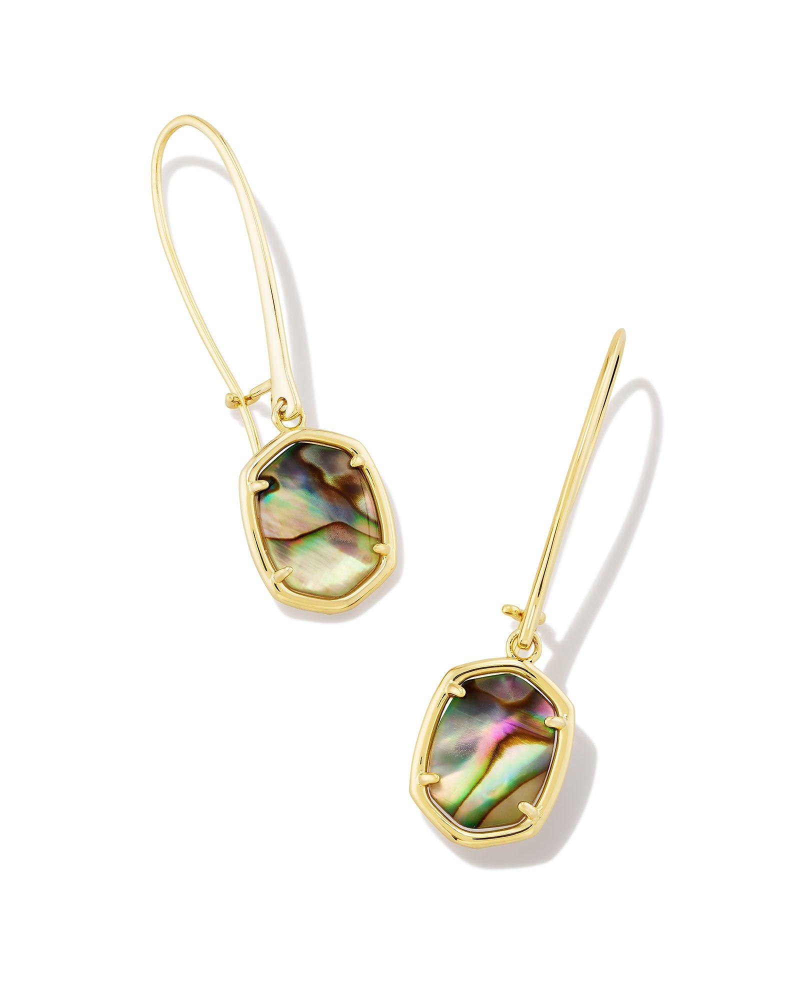 Daphne Wire Drop Earrings in Gold Abalone