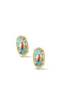 Ellie Stud Earrings in Gold Bronze Veined Turquoise Magnesite Red Oyster