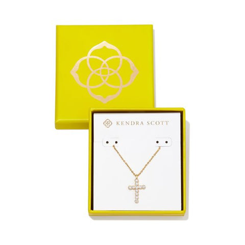 Boxed Cross Pendant Gold Necklace