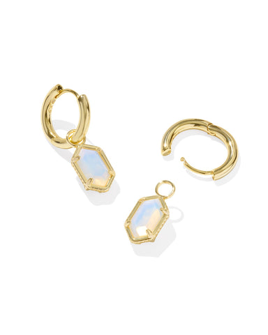 Hallie Convertible Huggie Earrings in Gold Opalite Illusion