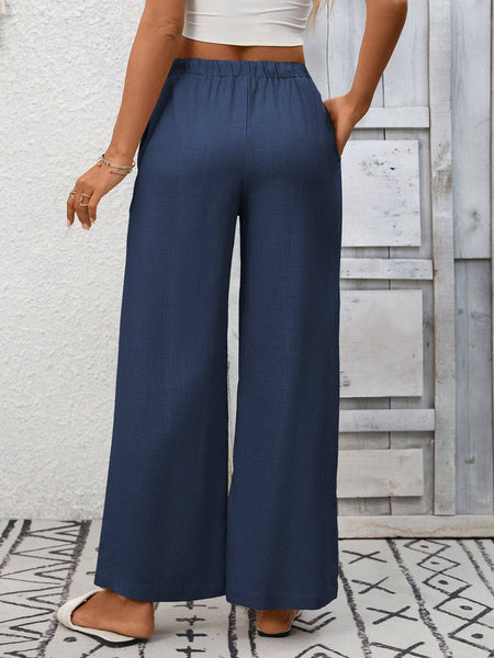 Lovesoft - High Waist Cotton Linen Wide Leg Pants with Pockets