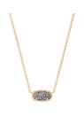 Elisa Short Pendant Necklace in Gold Platinum Drusy