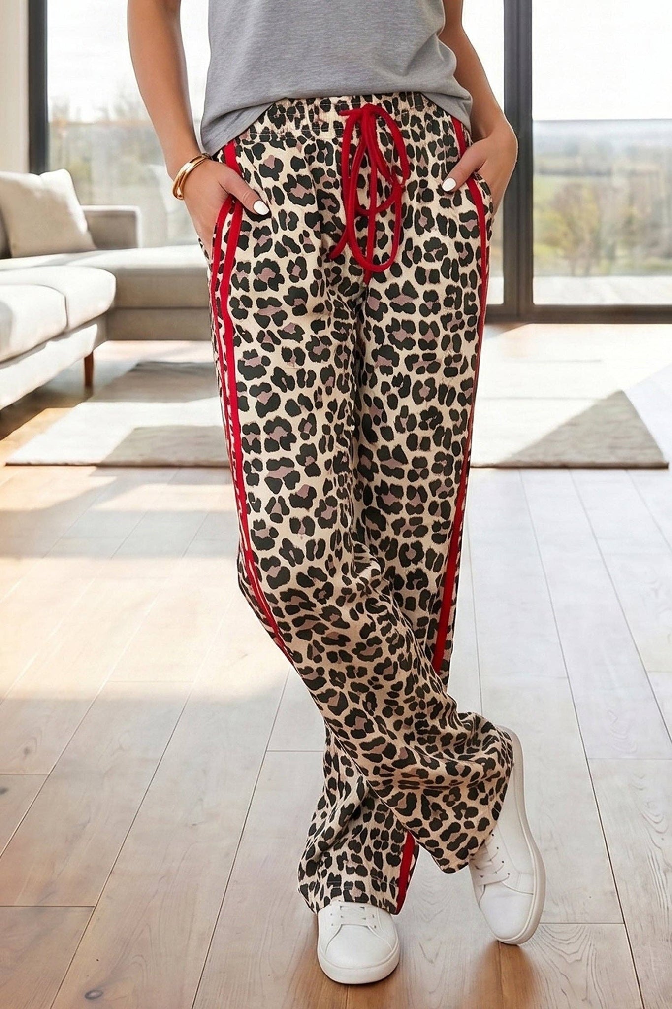 Lainey Leopard Wide leg Trousers – Turquoise TeePee