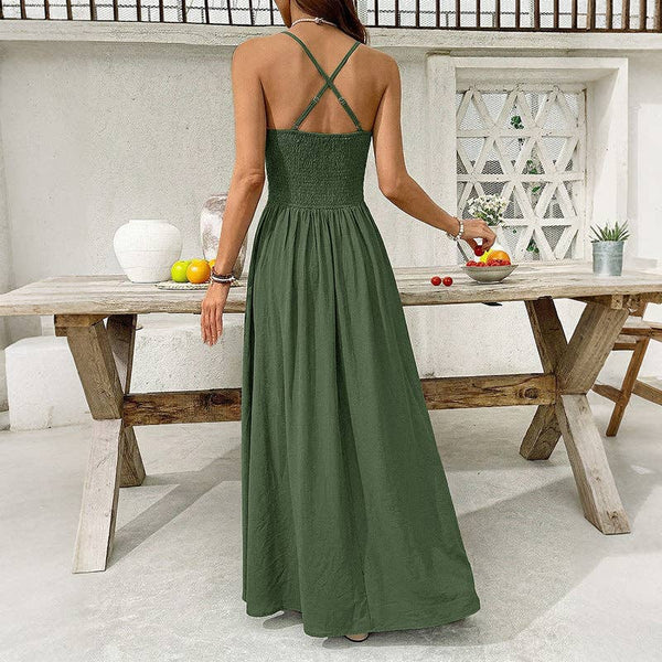 Ella Emerald Boho Lace Maxi Dress