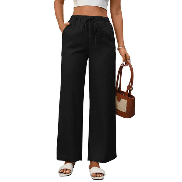 Lovesoft - High Waist Cotton Linen Wide Leg Pants with Pockets