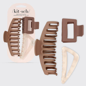 KITSCH - Recycled Plastic Assorted Claw Clip 3pc - Oversized
