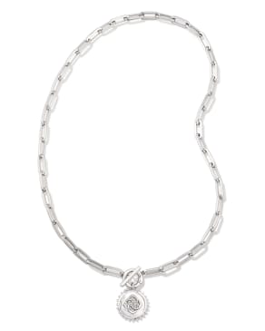 Brielle Medallion Chain Necklace in Rhodium