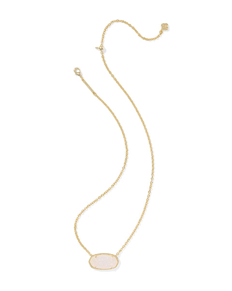 Elisa Statement Short Pendant Necklace in Gold Iridescent Druzy