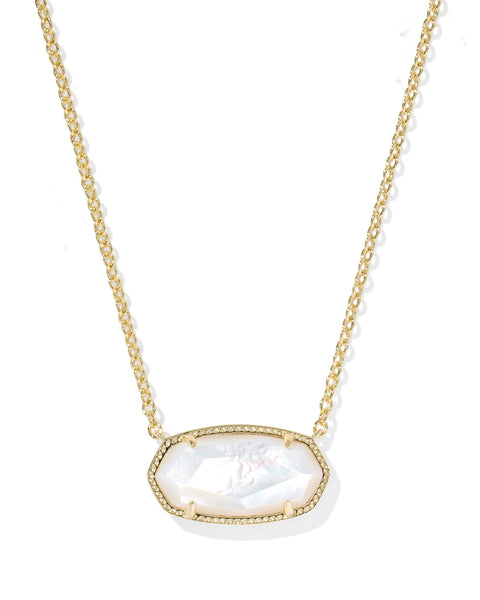 Elisa Statement Short Pendant Necklace in Gold Ivory Mother of Pearl
