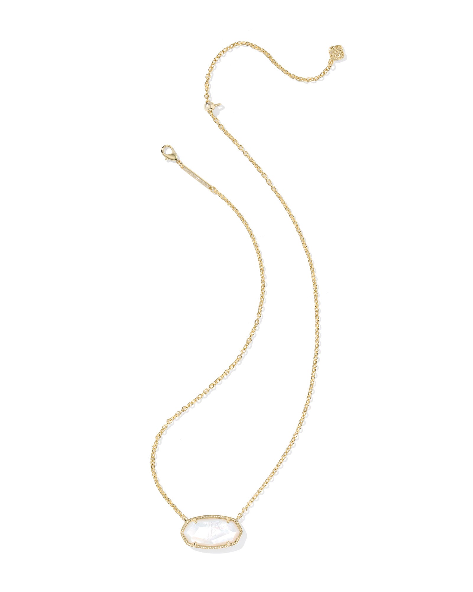 Elisa Statement Short Pendant Necklace in Gold Ivory Mother of Pearl