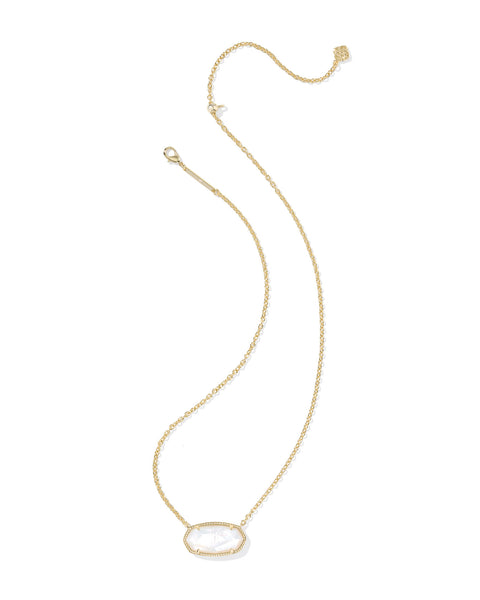 Elisa Statement Short Pendant Necklace in Gold Ivory Mother of Pearl