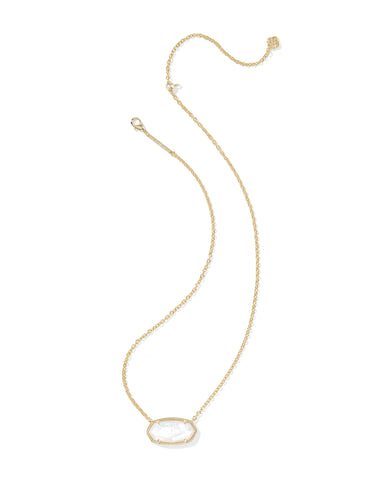 Elisa Statement Short Pendant Necklace in Gold Ivory Mother of Pearl