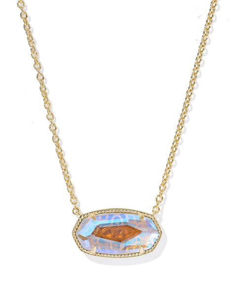 Elisa Statement Short Pendant Necklace in Gold Dichroic Glass