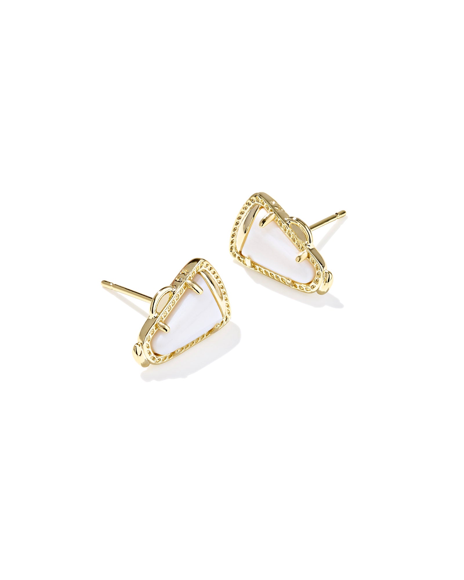 Cheer Stud Earrings in Gold Ivory Mother of Pearl