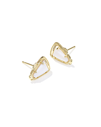 Cheer Stud Earrings in Gold Ivory Mother of Pearl