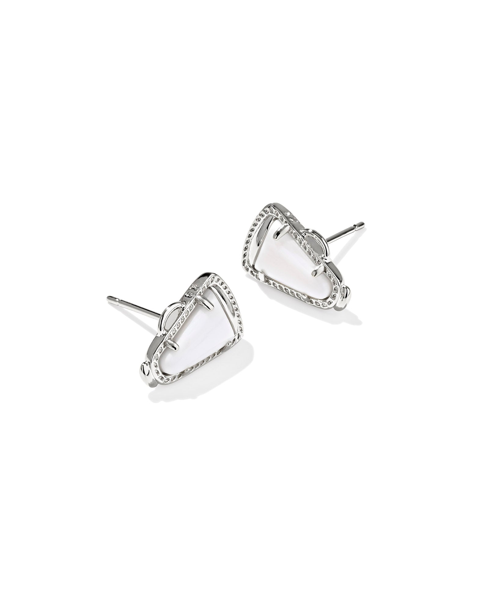 Cheer Stud Earrings in Silver Ivory Mother of Pearl