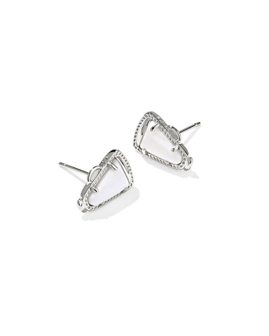 Cheer Stud Earrings in Silver Ivory Mother of Pearl